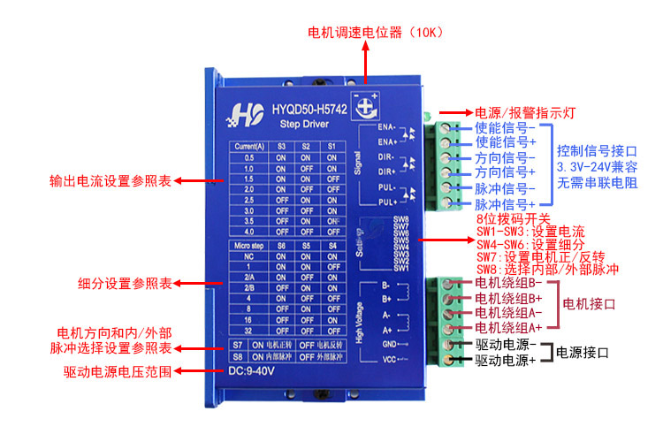 42/57步進電機驅動器 自發脈沖 驅動控制一體 QD50(圖1)